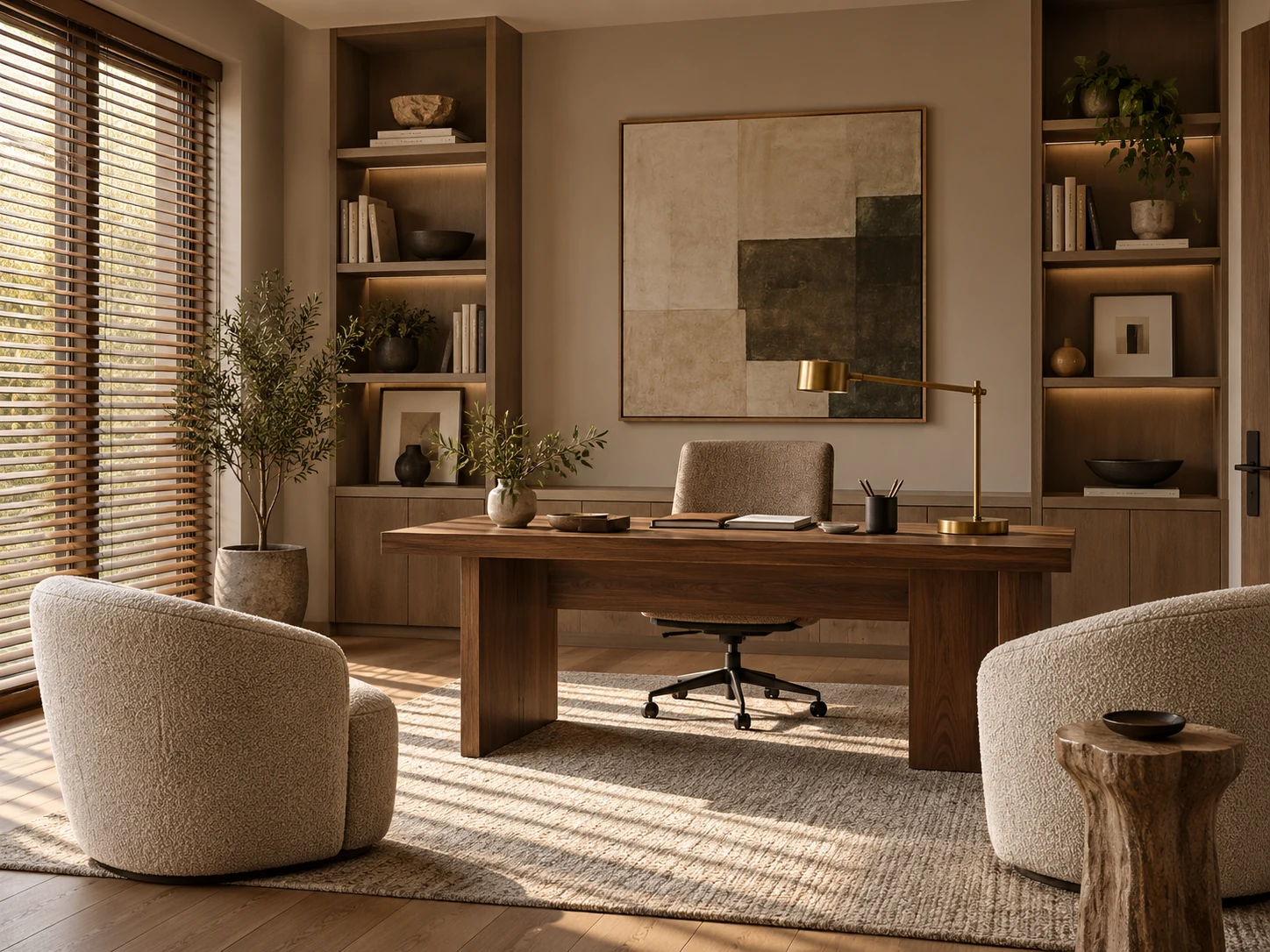Walnut & Brass Office AI interior design reference