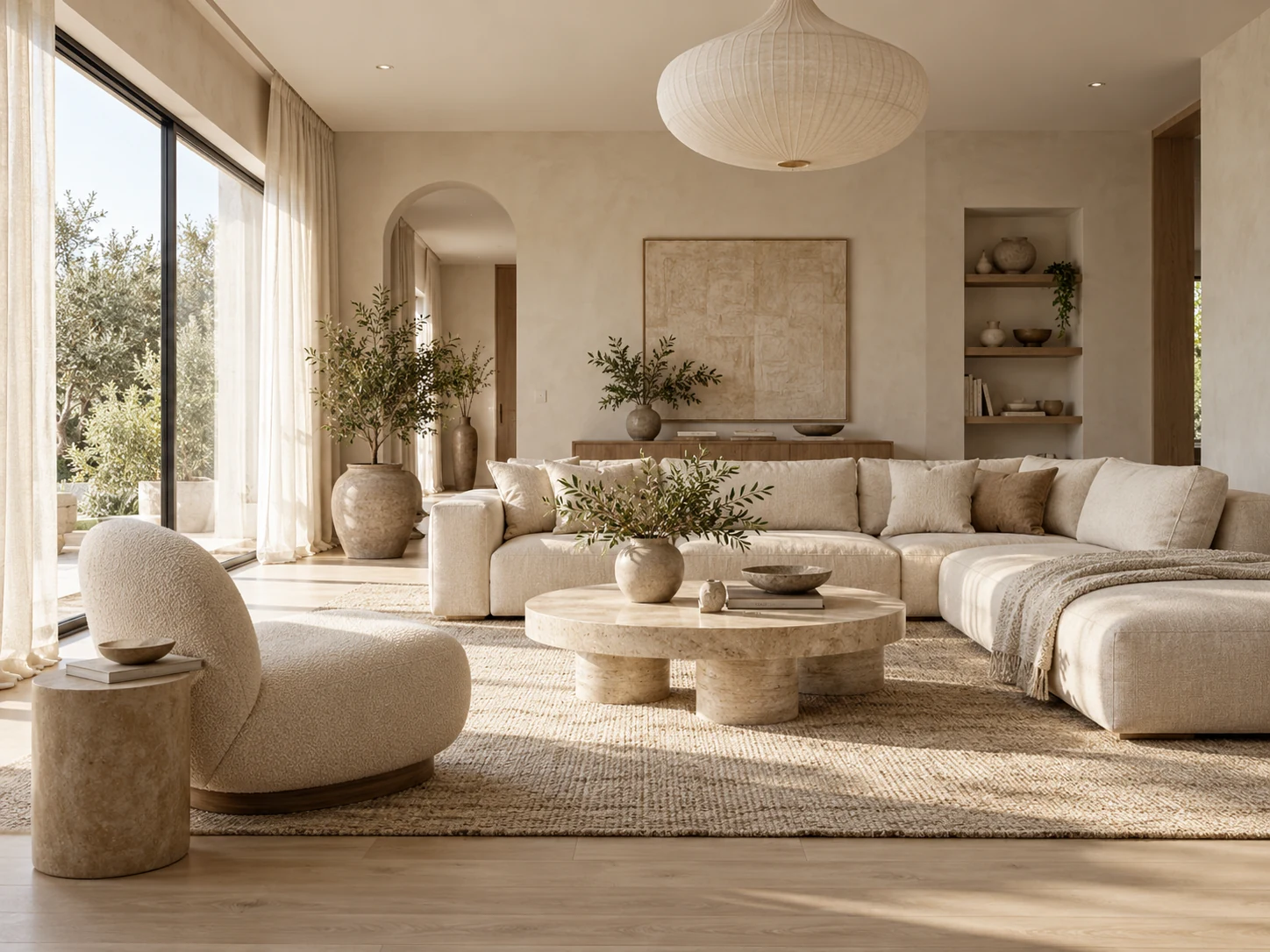 Sunlit Neutral Lounge AI interior design reference