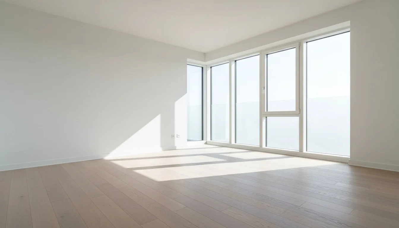 Empty bright living room before AI interior design