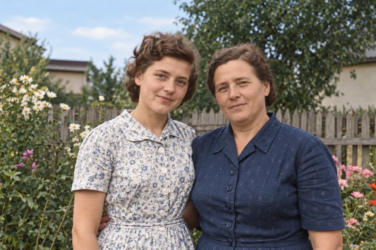 Restored and naturally colorized family photograph
