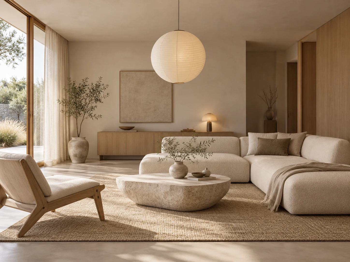Soft Japandi Living Room AI interior design reference