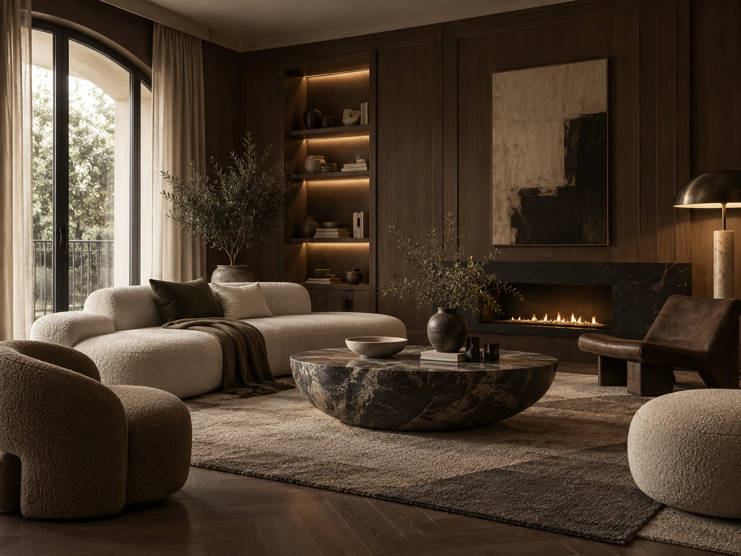 Dark Panelled Lounge AI interior design reference