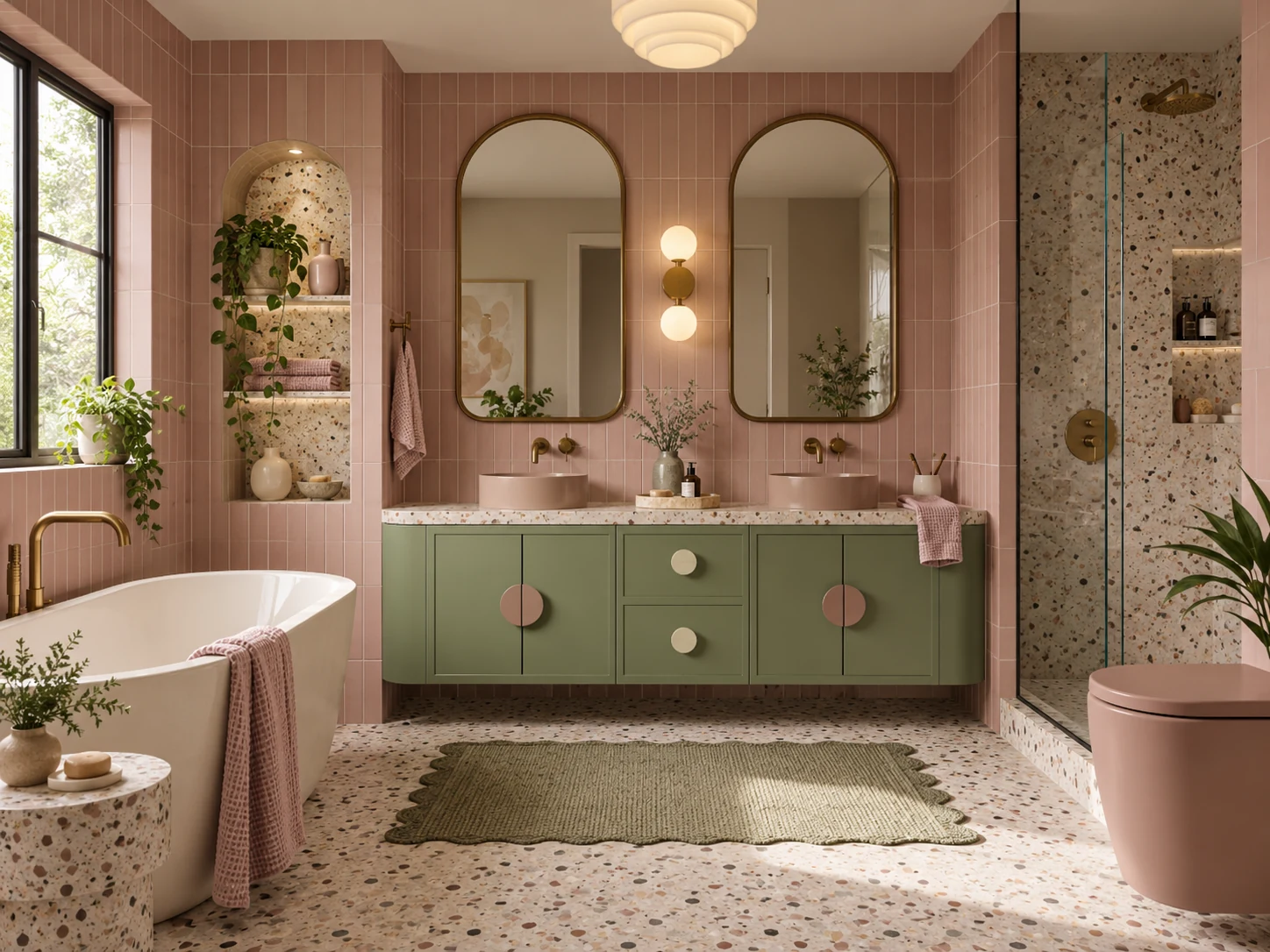 Blush & Sage Bathroom AI interior design reference