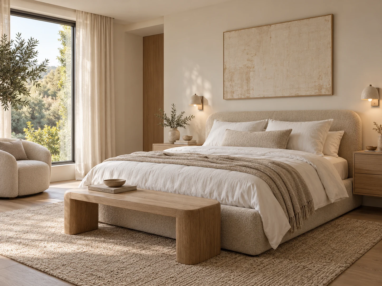 Serene Modern Bedroom AI interior design reference