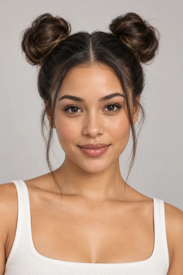 Space Buns AI hairstyle example