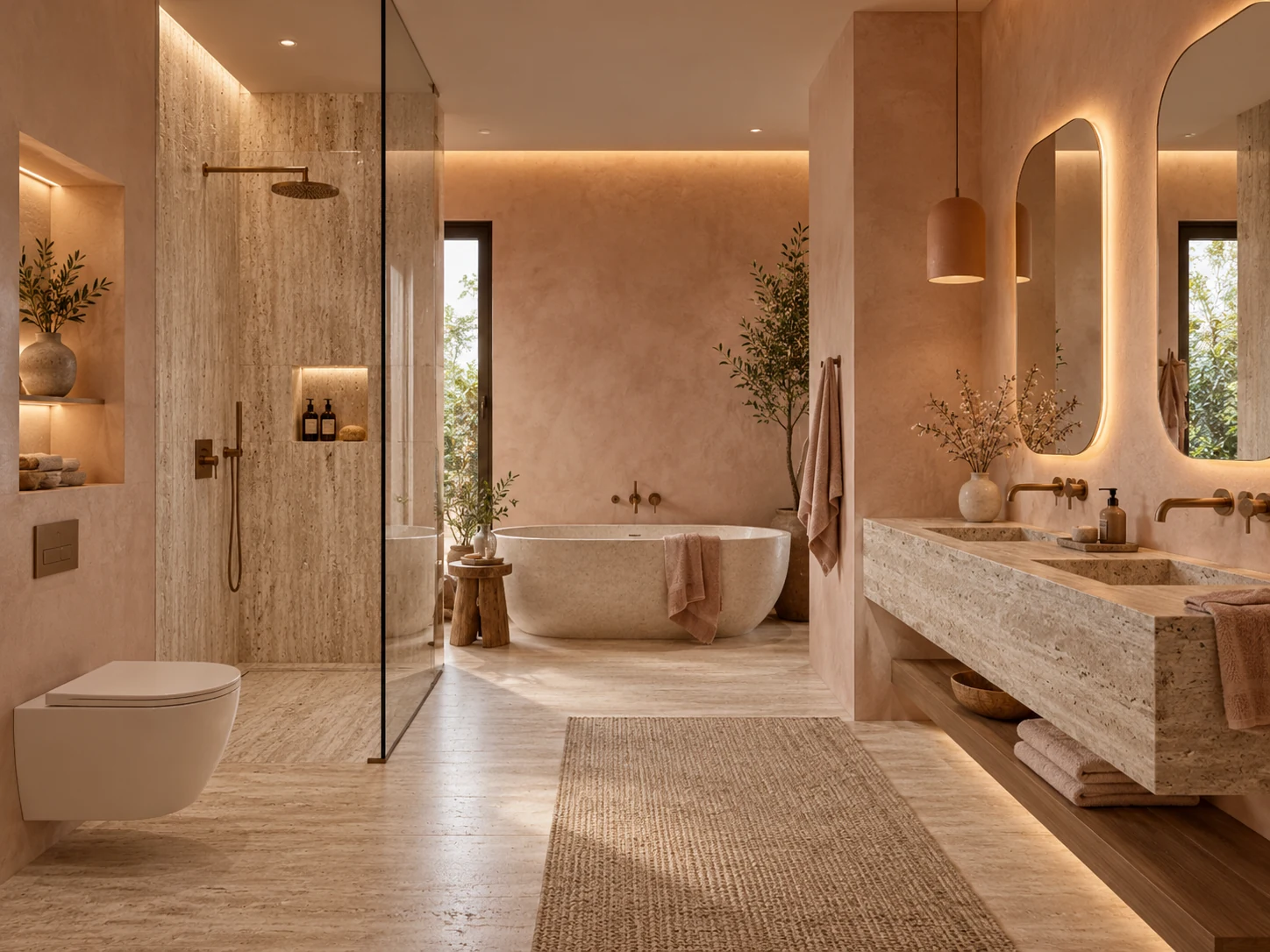 Travertine Blush Spa AI interior design reference
